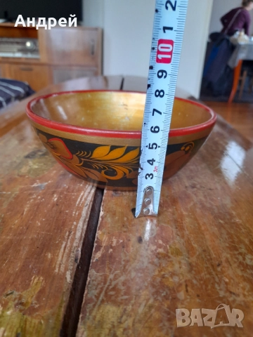 Стара дървена паница,хохлома #6, снимка 3 - Други ценни предмети - 52309779