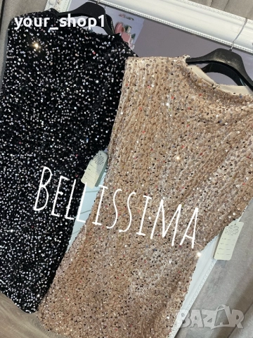 Елегантна къса рокля с пайети и ефектен гол гръб черно златно , снимка 3 - Рокли - 52682851