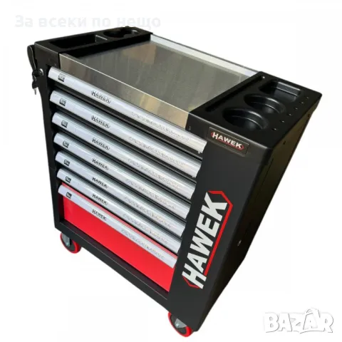 Шкаф с инструменти със 7 чекмеджета – 5 пълни, метален плот и отделение за закачане на инструменти H, снимка 3 - Аксесоари и консумативи - 50322678