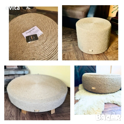 🌿 Ръчно изработена табуретка – артистичен акцент за интериора, снимка 15 - Дивани и мека мебел - 33842705