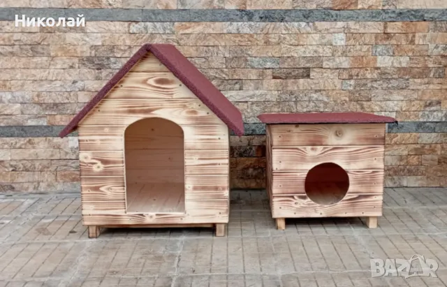 Дървена къща за котки и малки породи кучета , къща за котка куче от дърво котенца кученца, снимка 6 - За котки - 48756870
