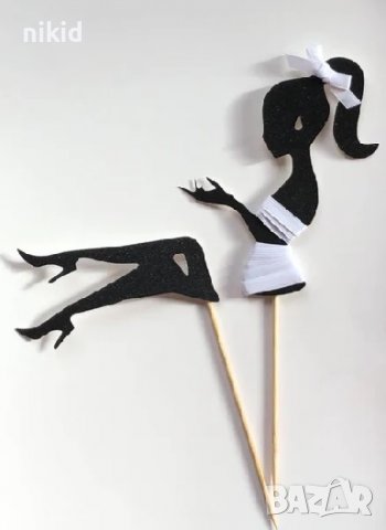 Лейди Силует Дама Момиче 2 части картонен топер на клечки украса декорация за торта Парти, снимка 4 - Други - 22498929