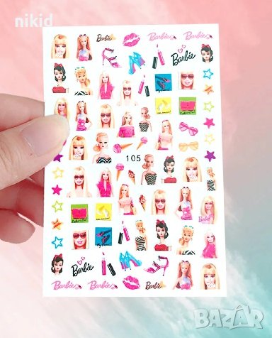105 Барби Barbie татос слайдер ваденки водни стикери за нокти маникюр