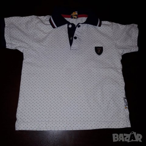3-4г 104см Блуза Тениска с къс ръкав Материя памук Цвят бяла с надпис Без следи от употреба, снимка 1 - Детски тениски и потници - 26751982