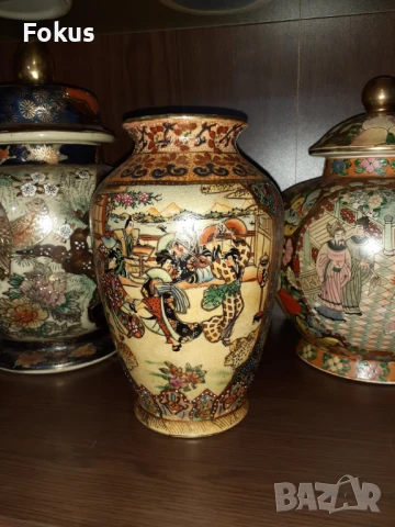 Сатцума Satsuma стара голяма ваза порцелан маркировка, снимка 6 - Антикварни и старинни предмети - 51007278