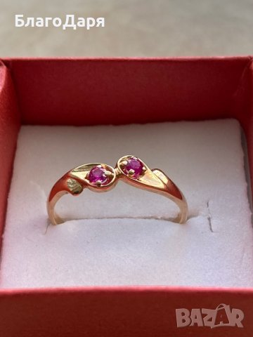 златен руски пръстен с рубини, снимка 3 - Пръстени - 43923207