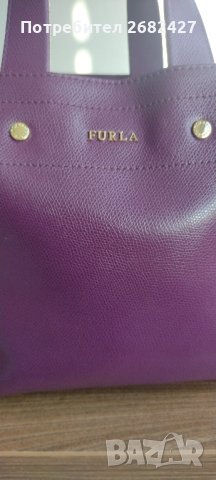 Дамска кожена чанта Furla Musa 790124 Лилава, снимка 2 - Чанти - 43685420