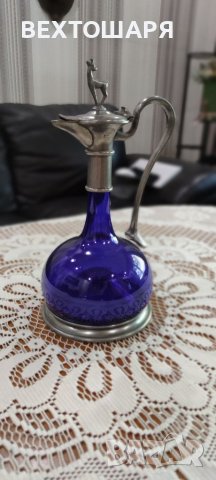 Гарафа Кана Декантер Кобалтово Стъкло , снимка 6 - Антикварни и старинни предмети - 38470835