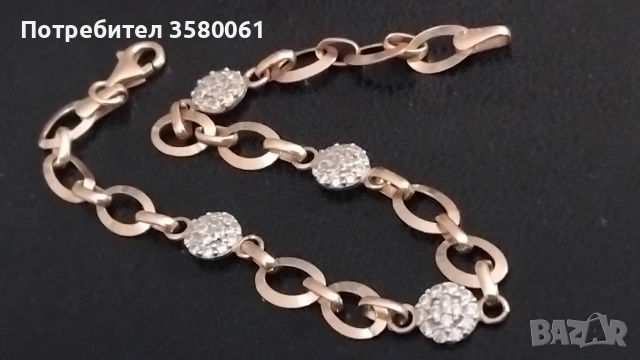 Златна гривна с камъни, снимка 3 - Гривни - 53355307