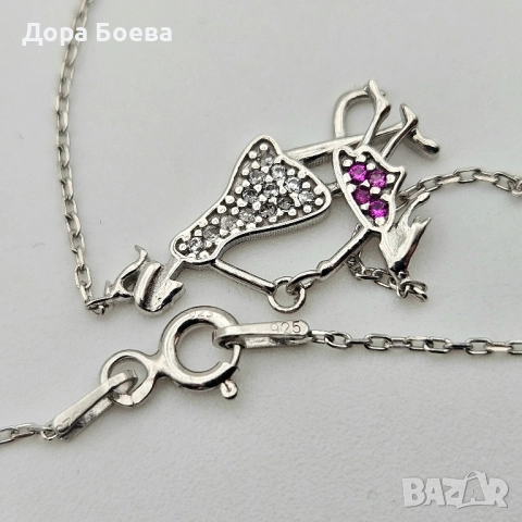 Сребърно колие: "Майка и дъщеря", снимка 4 - Колиета, медальони, синджири - 52457156