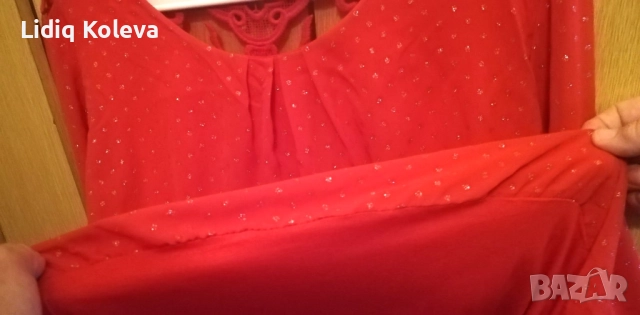 Дамска червена блуза с дантела, снимка 3 - Блузи с дълъг ръкав и пуловери - 51449126