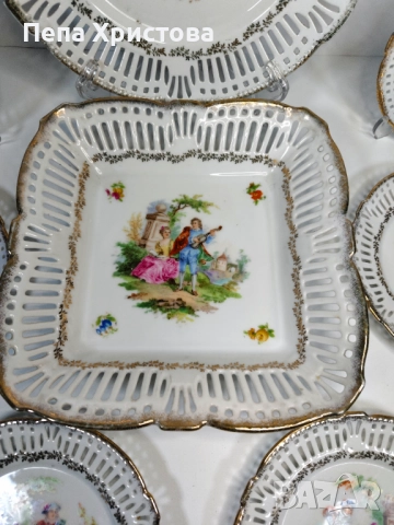 Сервиз за торта от немски  порцелан Schwarzenhammer, снимка 10 - Чинии - 52595970