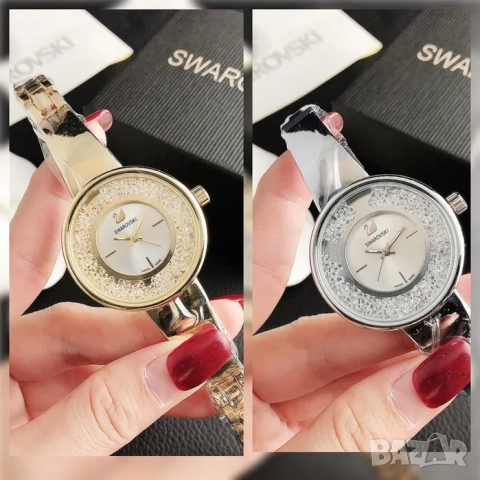 Луксозен ръчен дамски часовник Бижу Сваровски, Swarovski стилен, златен, сребърен, кристали