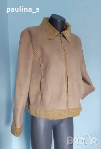 Два броя / Кожух цвят нюд"C & C"и кафяв / подплата с косъм , снимка 3 - Якета - 48686080