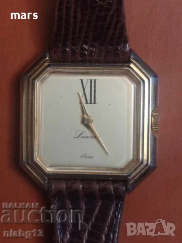 LUCERNE, SWITZERLAND, VINTAGE, LADIES WRISTWATCH, HAND WINDING, GOLD PLATED, LEATHER STRAP, 1980S., снимка 4 - Дамски - 51192918