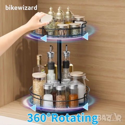 ZDDLOINP Въртящ се органайзер за подправки на 360° – черен НОВ, снимка 5 - Аксесоари за кухня - 53158178
