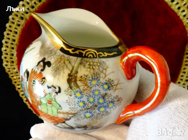 Кана,каничка японски порцелан Sаtsuma,злато. , снимка 5 - Антикварни и старинни предмети - 51239957