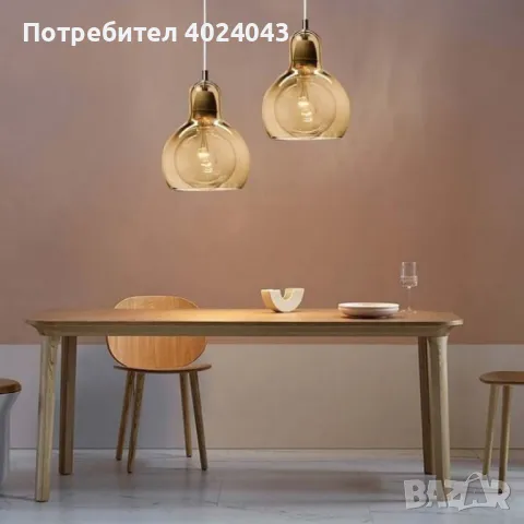 Пендел Globe, Е27, Кехлибар, Опушено сиво, снимка 4 - Други - 47937626