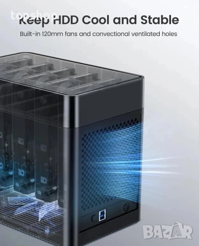 НАЛИЧНА нова, тествана докинг станция ORICO 5 Bay с 5 слота до 90tb, снимка 4 - Друга електроника - 51589013