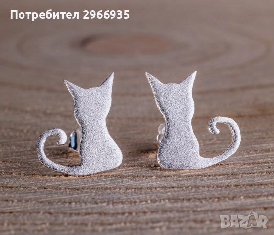 Сребърни обеци котки
