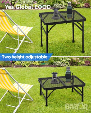 MSDADA сгъваема алуминиева маса за къмпинг 60x40 см черна, снимка 7 - Къмпинг мебели - 52333186