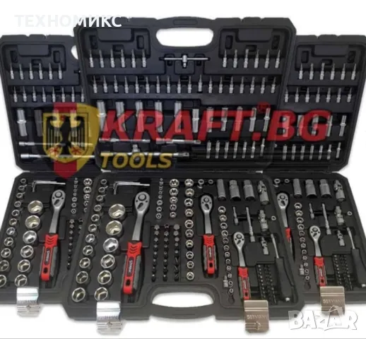 Куфар с инструменти Гедоре 172 части с 3 боря Тресчотки