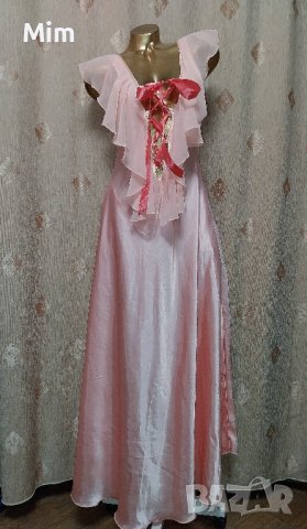М Сладко розова ,сатенена, дълга нощница/ рокля /