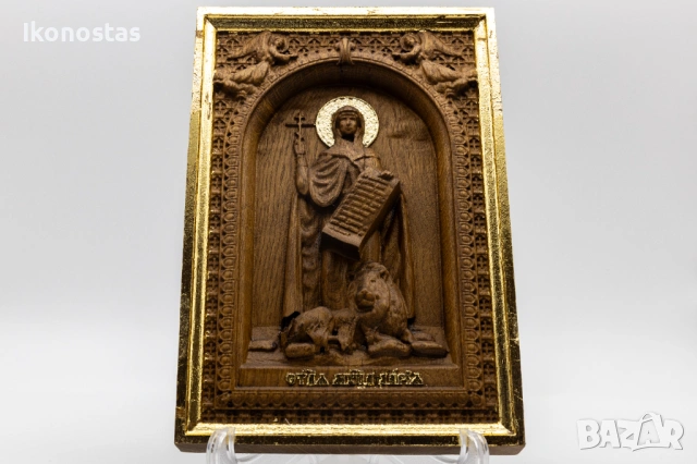 Релефна икона на Света Дария – позлатена с варак, снимка 4 - Икони - 53224901