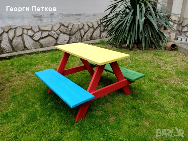 Градинска детска цветна масичка с пейки - 64 €., снимка 2 - Градински мебели, декорация  - 53583814