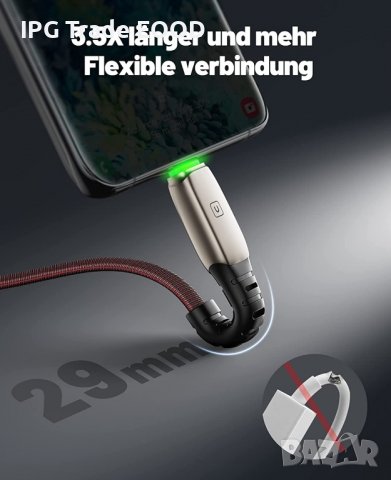3.1A QC USB Type C кабел 0.5 , 1 и 2 метра с подсветка бързо зареждане, снимка 2 - USB кабели - 37063473