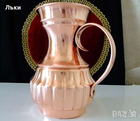 Медна кана,кована чиста червена мед 1.2 л. 