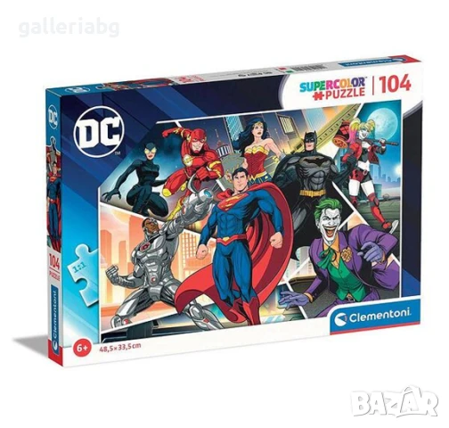 🧩 DC Comics – Пъзел с 104 части Clementoni (Supercolor Puzzle)