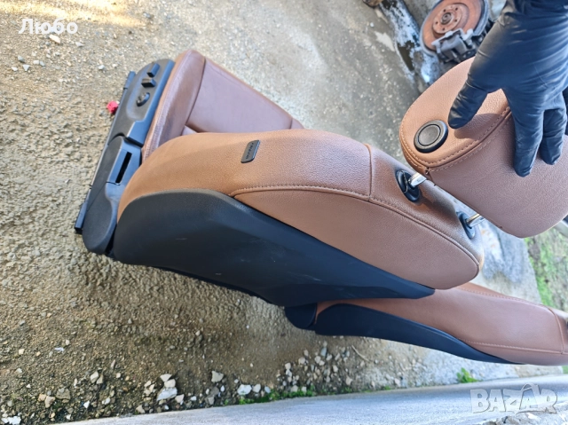 Предни седалки кафява кожа електрически за Ауди А6 ц6 4ф Audi A6 c6 4f, снимка 7 - Части - 52458353