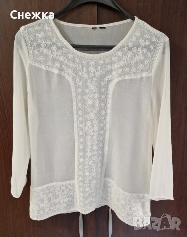 Копринена блуза със шевица, снимка 1 - Блузи с дълъг ръкав и пуловери - 37888543