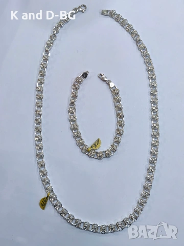 Дамски сребърен ланец с гривна проба 925 