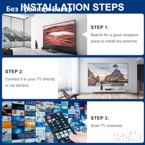 Нова TV антена 560 км HD сигнал с регулируем усилвател и магнитна база, снимка 6 - Друга електроника - 51919655