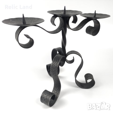 Троен метален свещник, снимка 2 - Декорация за дома - 43536520