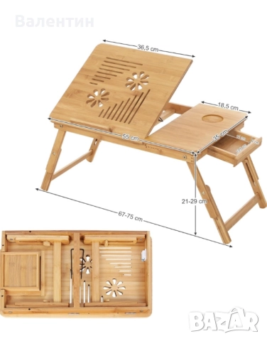 Бамбукова поставка за лаптоп, снимка 3 - Други стоки за дома - 52489049