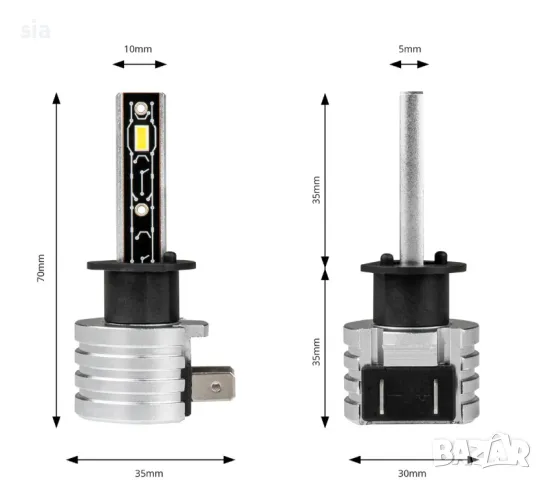 LED крушки H1- Мини, 12-24V, 6500K, 42W, 2бр.