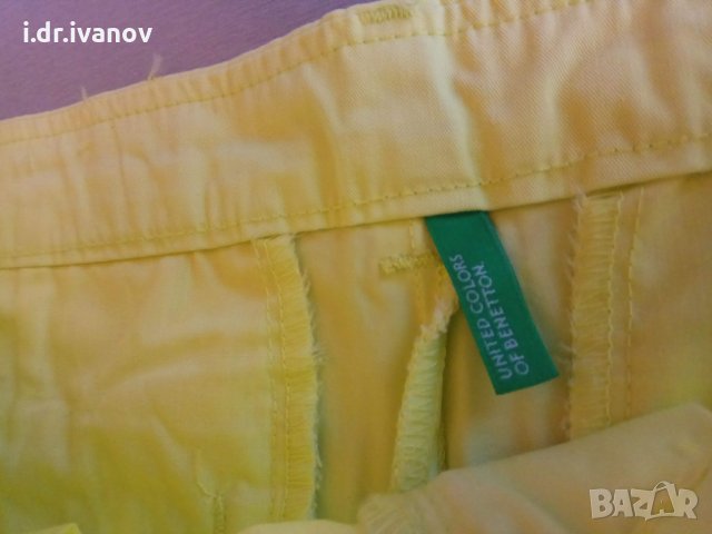 ярко жълти къси маркови памучни панталонки Beneton, снимка 3 - Къси панталони и бермуди - 32855852