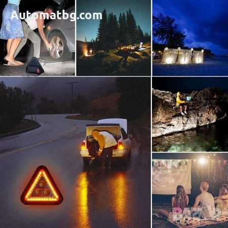 Мултифункционален LED Авариен триъгълник Automat, Зарядно, COB фенер, снимка 2 - Аксесоари и консумативи - 27781733