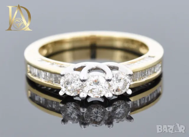 Нов Златен Пръстен с 1.03кт Естествени Диаманти