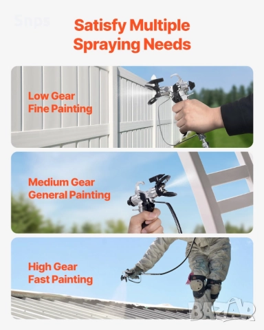 Безвъздушна бояджийска машина Vevor, 750W, 3000 psi, маркуч 15 м, снимка 5 - Други инструменти - 52174054