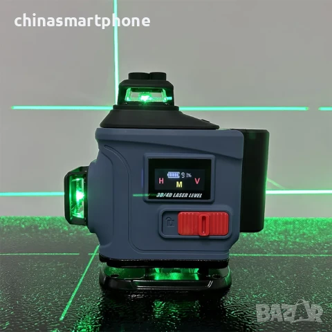 Лазерен Нивелир 4D с 16 Линии – Зелен Лъч, Самонивелиращ се с дисплей батерии 2x2400mAh, снимка 3 - Други машини и части - 50603004