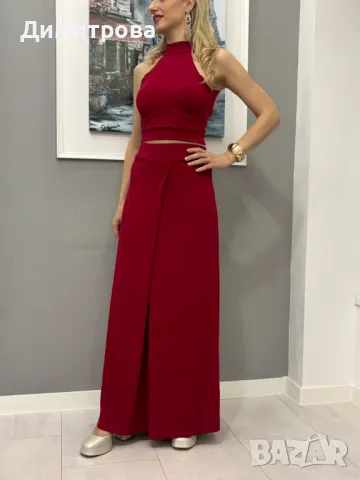 Дамски червен пола панталон XS, S, M, L, снимка 3 - Панталони - 49522340