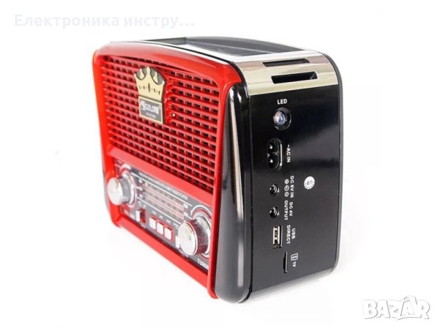 Соларно ретро радио Golon RX-BT455S с Bluetooth и фенер, снимка 2 - Радиокасетофони, транзистори - 43127700