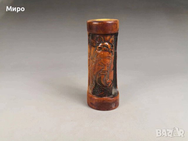 БЕЗ АНАЛОГ ТИБЕТ НЕПАЛ ГРАВИРАНА КОСТ?? КОКАЛ?? РОГ?? ИЗОБРАЖЕНИЕ НА АЗИАТСКИ ВОЙН 