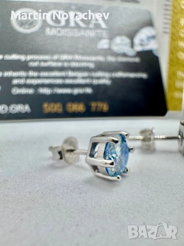 Сребърни обеци с мойсанит (Диамант) 1 карат, снимка 13 - Обеци - 51696202