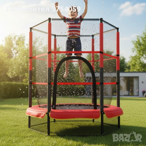 Мини батут с мрежа за безопасност – Компактен и забавен избор за деца, снимка 3 - Други - 53075683