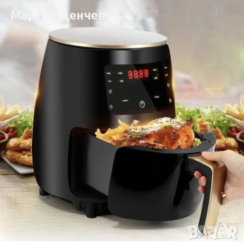Фритюрник с горещ въздух без масло Air Fryer 8 функции, Капацитет 6L,, снимка 4 - Фритюрници - 53352387